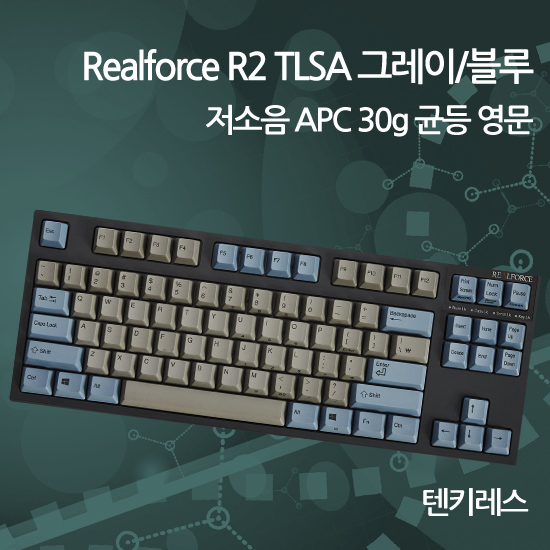 Realforce R2 TLSA 그레이/블루 저소음 APC 30g 균등 영문(텐키레스)